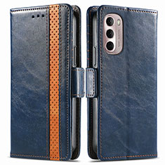 Leather Case Stands Flip Cover Holder S02D for Motorola Moto G Stylus (2022) 4G Blue