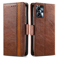 Leather Case Stands Flip Cover Holder S02D for Motorola Moto G13 Brown