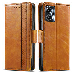 Leather Case Stands Flip Cover Holder S02D for Motorola Moto G23 Light Brown