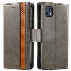 Leather Case Stands Flip Cover Holder S02D for Motorola Moto G50 5G Gray