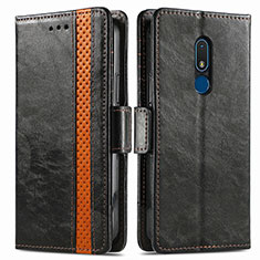 Leather Case Stands Flip Cover Holder S02D for Nokia C3 Black