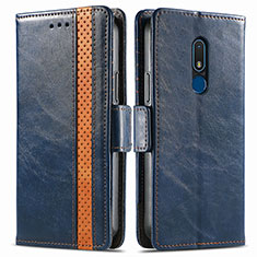 Leather Case Stands Flip Cover Holder S02D for Nokia C3 Blue