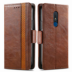 Leather Case Stands Flip Cover Holder S02D for Nokia C3 Brown