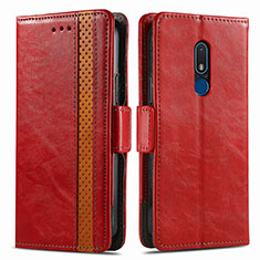 Leather Case Stands Flip Cover Holder S02D for Nokia C3 Red