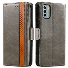 Leather Case Stands Flip Cover Holder S02D for Nokia G22 Gray