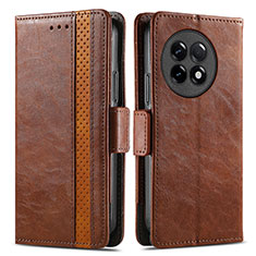 Leather Case Stands Flip Cover Holder S02D for OnePlus 11R 5G Brown