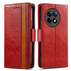 Leather Case Stands Flip Cover Holder S02D for OnePlus Ace 2 5G Red