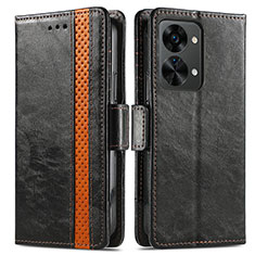 Leather Case Stands Flip Cover Holder S02D for OnePlus Nord 2T 5G Black