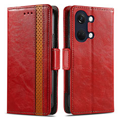 Leather Case Stands Flip Cover Holder S02D for OnePlus Nord 3 5G Red