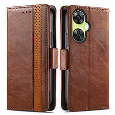 Leather Case Stands Flip Cover Holder S02D for OnePlus Nord N30 5G Brown