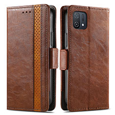 Leather Case Stands Flip Cover Holder S02D for Oppo A16e Brown