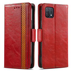 Leather Case Stands Flip Cover Holder S02D for Oppo A16e Red