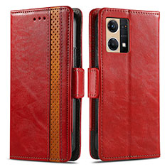 Leather Case Stands Flip Cover Holder S02D for Oppo F21 Pro 4G Red