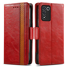 Leather Case Stands Flip Cover Holder S02D for Oppo K9S 5G Red