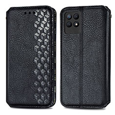 Leather Case Stands Flip Cover Holder S02D for Realme 8i Black