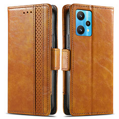 Leather Case Stands Flip Cover Holder S02D for Realme 9 4G Light Brown