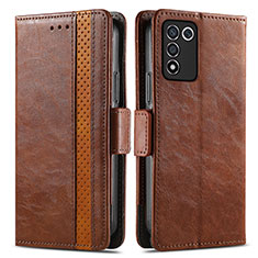 Leather Case Stands Flip Cover Holder S02D for Realme 9 SE 5G Brown