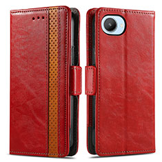 Leather Case Stands Flip Cover Holder S02D for Realme C30 Red