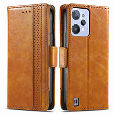 Leather Case Stands Flip Cover Holder S02D for Realme C31 Light Brown