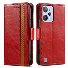 Leather Case Stands Flip Cover Holder S02D for Realme C31 Red