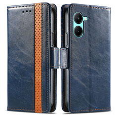 Leather Case Stands Flip Cover Holder S02D for Realme C33 (2023) Blue