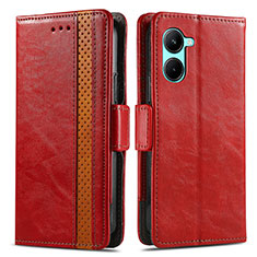 Leather Case Stands Flip Cover Holder S02D for Realme C33 (2023) Red