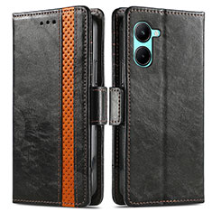 Leather Case Stands Flip Cover Holder S02D for Realme C33 Black