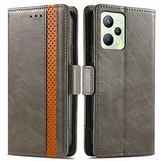 Leather Case Stands Flip Cover Holder S02D for Realme C35 Gray