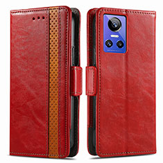 Leather Case Stands Flip Cover Holder S02D for Realme GT Neo3 5G Red