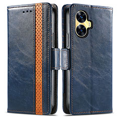 Leather Case Stands Flip Cover Holder S02D for Realme Narzo N55 Blue