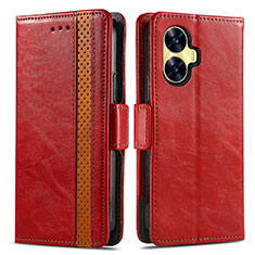 Leather Case Stands Flip Cover Holder S02D for Realme Narzo N55 Red