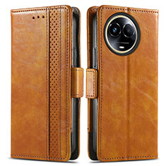 Leather Case Stands Flip Cover Holder S02D for Realme V50 5G Light Brown