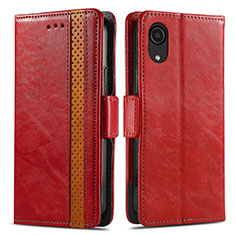 Leather Case Stands Flip Cover Holder S02D for Samsung Galaxy A03 Core Red