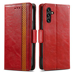 Leather Case Stands Flip Cover Holder S02D for Samsung Galaxy A04s Red