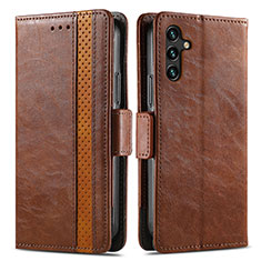 Leather Case Stands Flip Cover Holder S02D for Samsung Galaxy A13 5G Brown