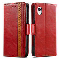 Leather Case Stands Flip Cover Holder S02D for Samsung Galaxy A22 5G SC-56B Red
