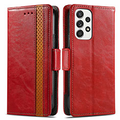 Leather Case Stands Flip Cover Holder S02D for Samsung Galaxy A33 5G Red