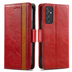 Leather Case Stands Flip Cover Holder S02D for Samsung Galaxy A35 5G Red