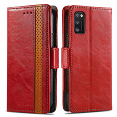 Leather Case Stands Flip Cover Holder S02D for Samsung Galaxy A41 Red