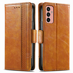 Leather Case Stands Flip Cover Holder S02D for Samsung Galaxy F13 4G Light Brown