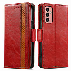 Leather Case Stands Flip Cover Holder S02D for Samsung Galaxy F13 4G Red