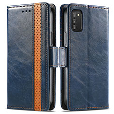 Leather Case Stands Flip Cover Holder S02D for Samsung Galaxy M02s Blue