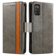 Leather Case Stands Flip Cover Holder S02D for Samsung Galaxy M02s Gray