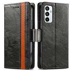 Leather Case Stands Flip Cover Holder S02D for Samsung Galaxy M23 5G Black