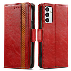 Leather Case Stands Flip Cover Holder S02D for Samsung Galaxy M23 5G Red