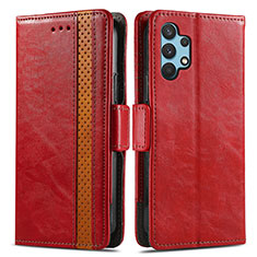 Leather Case Stands Flip Cover Holder S02D for Samsung Galaxy M32 5G Red