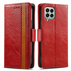 Leather Case Stands Flip Cover Holder S02D for Samsung Galaxy M33 5G Red