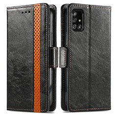 Leather Case Stands Flip Cover Holder S02D for Samsung Galaxy M40S Black