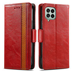 Leather Case Stands Flip Cover Holder S02D for Samsung Galaxy M53 5G Red