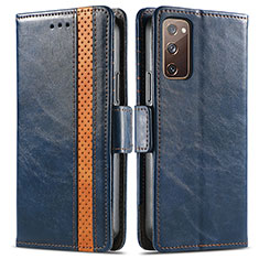 Leather Case Stands Flip Cover Holder S02D for Samsung Galaxy S20 FE 4G Blue